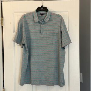 Patagonia Men’s Organic Cotton Polo Shirt in Blue Striped Gray size XL